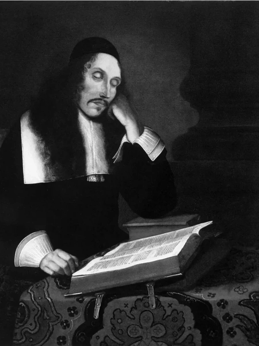 1664年 Franz Wulfhagen 绘制的斯宾诺莎肖像画，为历史画像，不作为已证实容貌的写照