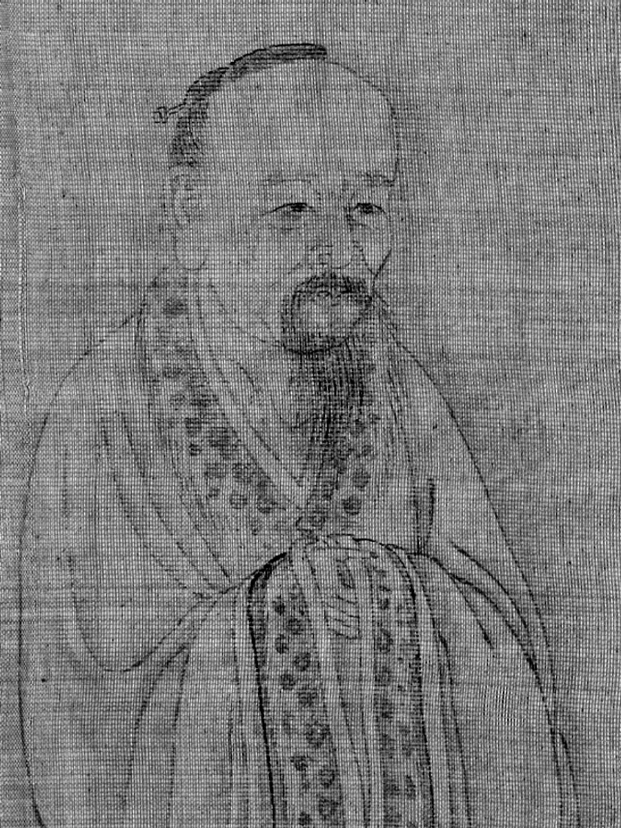 《聖君賢臣全身像冊》中的庄子立像，为后世绘制的人物画像，不作为已证实容貌的写照